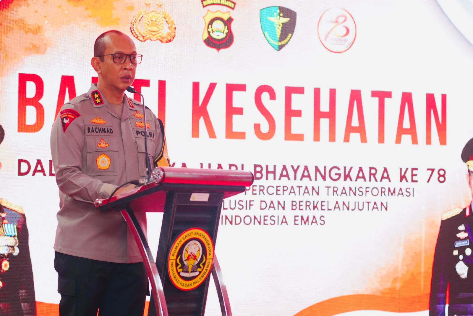 Momen Adi Purnama Berterimakasih Kepada Kapolri dan Kapolda di Bakti Kesehatan Hari Bhayangkara Polda Sumsel